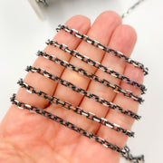 Black Rhodium Sterling Silver Diamond Cut Box Chain